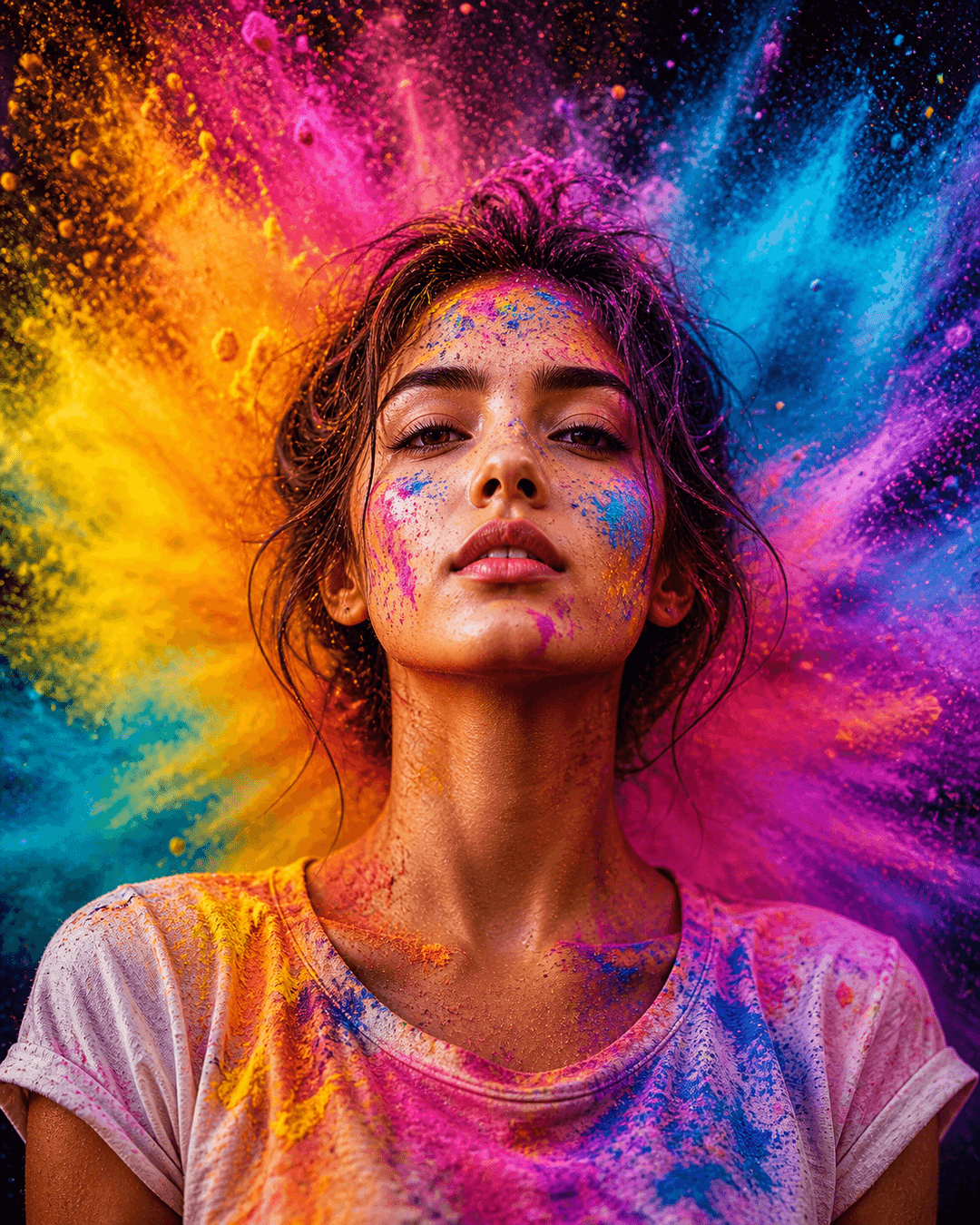girl with colorful background